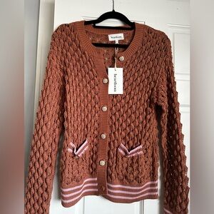 Heartloom Rust Cardigan with Pink Accents